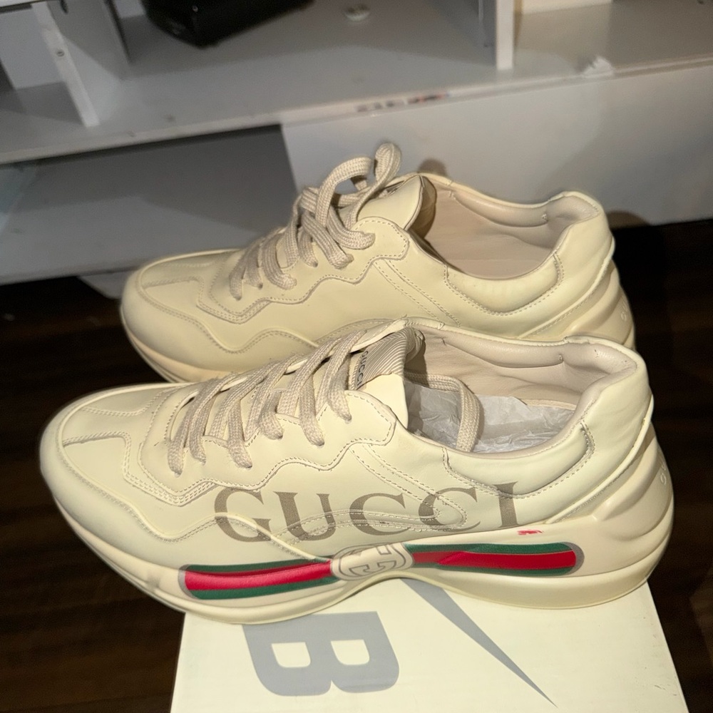Gucci Beige Sneakers with Signature Logo